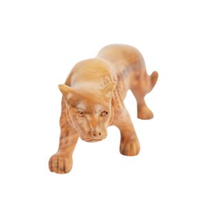 Hand-carved puma made of olive wood (small) – Artful wooden sculpture from Bethlehem (7x20 cm)