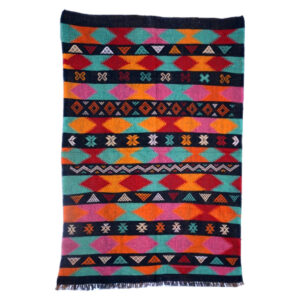 Vintage Handmade Black Kilim Rug