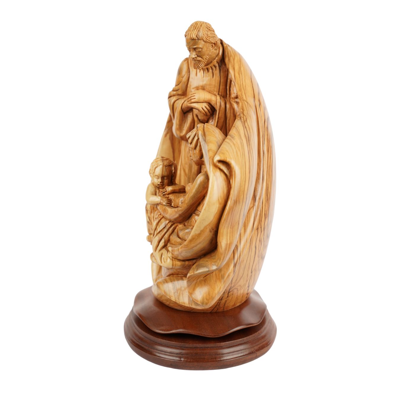 Holy Family with Child in arms – Hand-carved olive wood sculpture from Bethlehem (32 cm) - Image 4