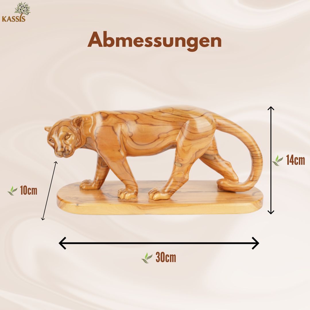 Hand-carved puma made of olive wood (large) โ Exclusive wooden sculpture from Bethlehem (14x30 cm) - Image 5