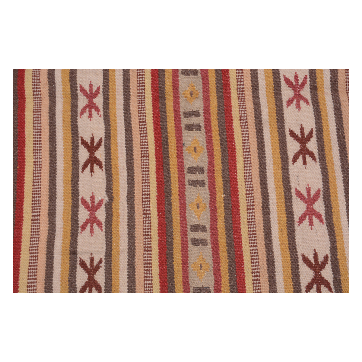 Vintage Handwoven Calico Strip Rug - Image 6