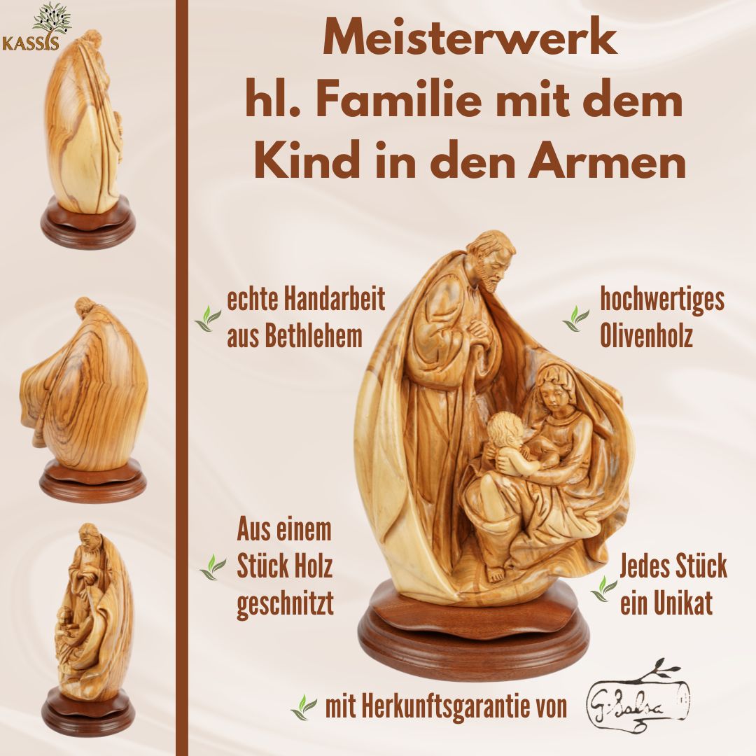 Holy Family with Child in arms – Hand-carved olive wood sculpture from Bethlehem (32 cm) - Image 5