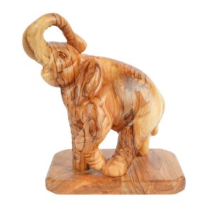 Hand-carved elephant made of olive wood โ Exclusive wooden sculpture from Bethlehem (20 cm)
