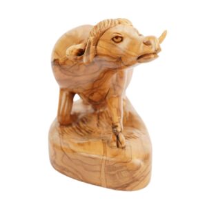 Hand-carved ox made of olive wood – Exclusive wooden sculpture from Bethlehem (18 cm)