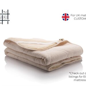 Reversible Hemp and organic cotton and Merino wool mattress pad, UK sizes