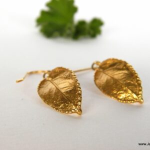 Nature Inspired Rose Leaf Earrings (14k Gold Plated, Sterling Silver)