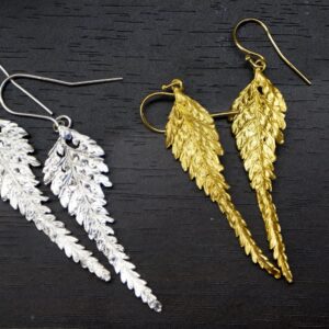 Fern Leaf Earrings in Long Sterling Silver, Nature-Inspired Boho Jewelry for Women
