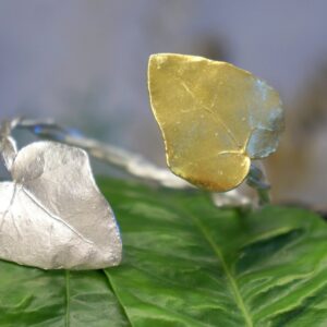 Silver Ivy Branch Cuff Bracelet - Adjustable Nature Inspired Jewelry