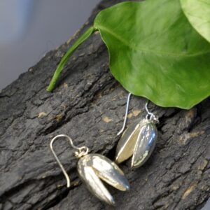 Nature-Inspired Pistachio Earrings, Sterling Silver (Lightweight, Gift Boxed)