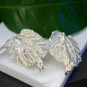 Mulberry Leaf Earrings - Handmade Recycled Silver Statement Jewelry