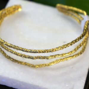 Nature-Inspired Twig Bracelet, Pine Branch (14k Gold, Adjustable)