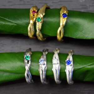 Gold Branch Ring, Ring with Zircon, Gold-Plated Sterling Silver Jewelry, Gift for Her, Birthday Gift for Women, Handmade Jewelry