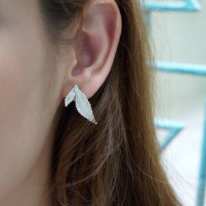 Rose Leaf Earrings: Nature-Inspired Silver - Stud or Dangle Styles