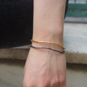Pine Branch Cuff Bracelet: Sterling Silver Two-Tone - Adjustable Fit