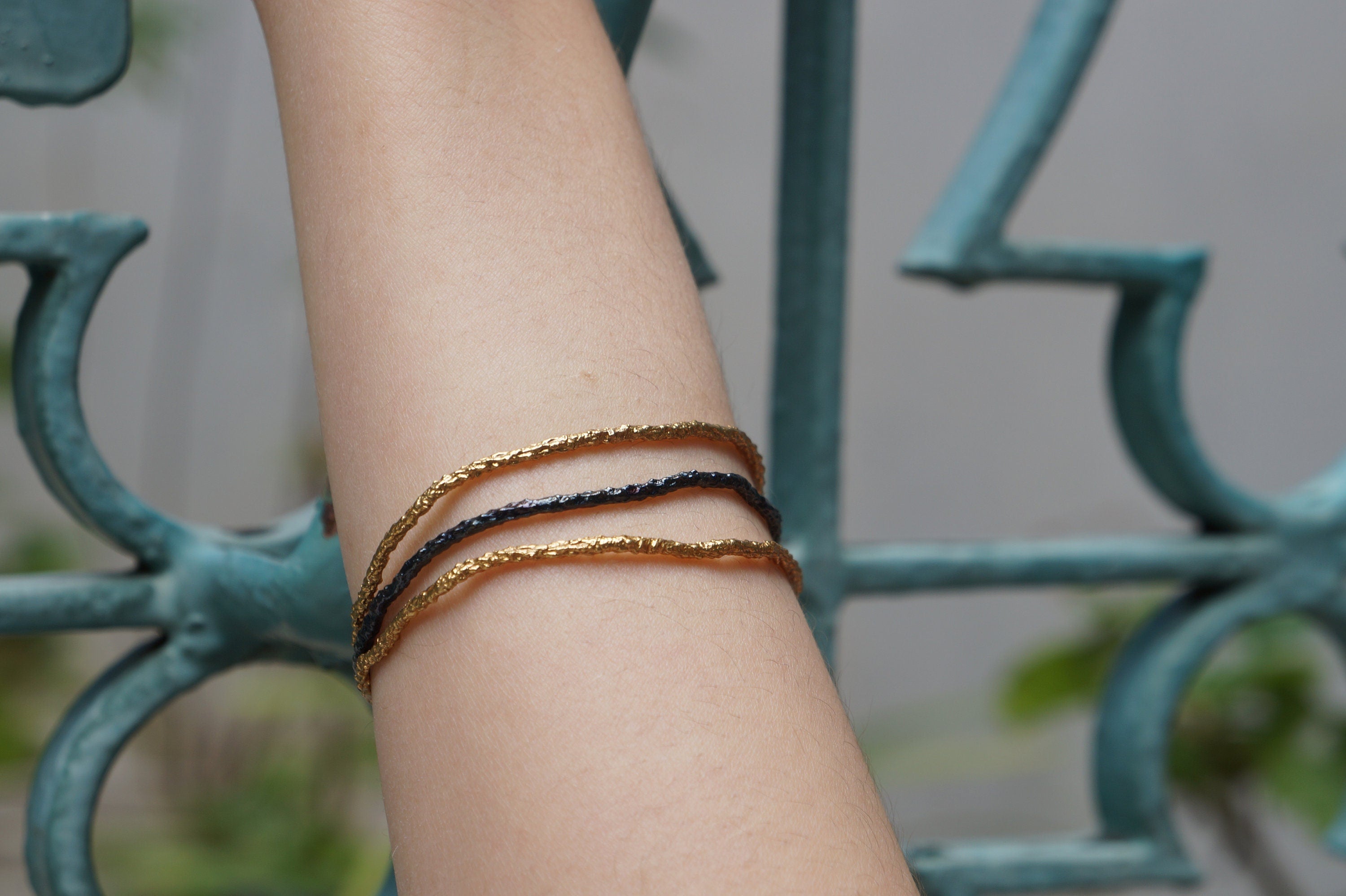 Nature-Inspired Twig Bracelet, Pine Branch (14k Gold, Adjustable) - Image 2
