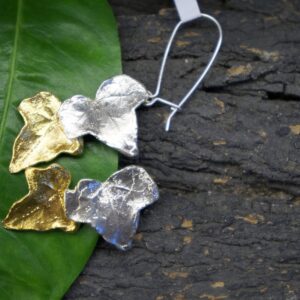 Nature-Inspired Ivy Leaf Earrings, Sterling Silver (Handmade, Eco Friendly)