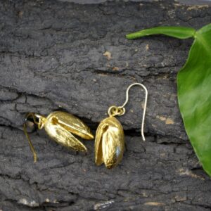 Gold Plated Pistachio Earrings: Lightweight Sterling Silver Dangle