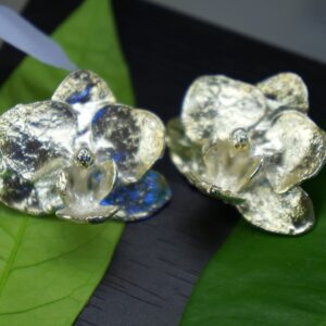 Jewel Orchid Earrings Sterling Silver (Delicate Floral Drop)