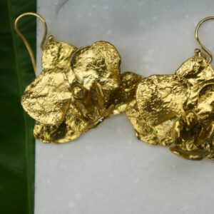 Real Orchid Flower Earrings: Gold Plated Sterling Silver