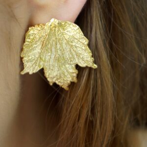 Leaf Earrings: Bourbon Rose Design (Gold Plated Sterling Silver)