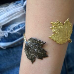 Leaf Cuff Bracelet: Handmade Sterling Silver - Adjustable, Nature Detail