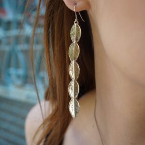 Long Rose Leaf Earrings: Sterling Silver - Handmade Nature Design