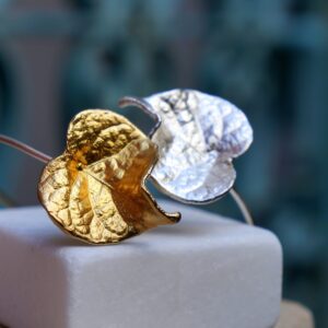 Forget Me Not Bracelet: Nature-Inspired Silver Cuff (Adjustable)