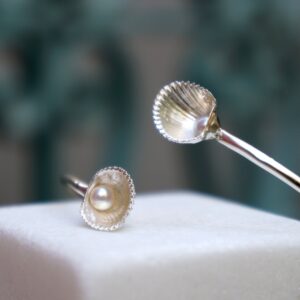 Freshwater Pearl Bracelet: Recycled Sterling Silver Open Cuff