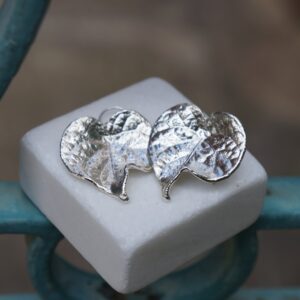 Dainty Bellflower Leaf Earrings, Real Plant Dangles (Silver & Gold)