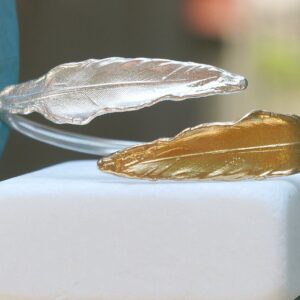 Feather Cuff Bracelet: Dove Design - Sterling Silver, Adjustable