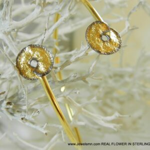 Nature-Inspired Spiral Leaf Cuff Bracelet - Gold Plated Silver