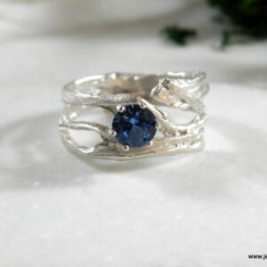 Branch Ring: Sterling Silver Nature Design - Lab Diamond Accent