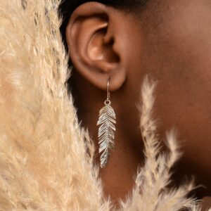 Sterling Silver Leaf Earrings: Mimosa Pudica Inspired Dangles