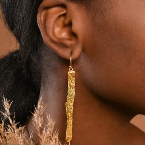 Tree Bark Earrings: Handmade Nature Jewelry (14k Gold on Silver)