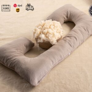 The woolland Organic Linen Pregnancy Pillow, C Shaped