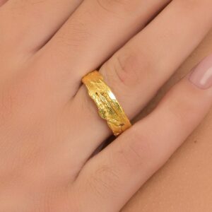 Citrus Tree Bark Ring: Recycled Silver with Gold Plating