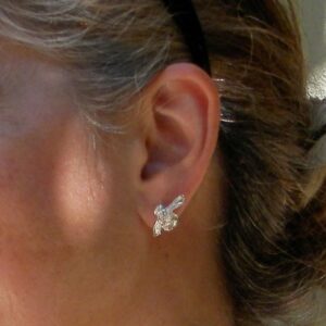 Bee Stud Earrings, Sterling Silver 925, Gold Plated (Handmade)