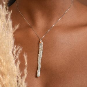 Sterling Silver Pendant: Citrus Bark Texture Necklace (Recycled, Handmade)