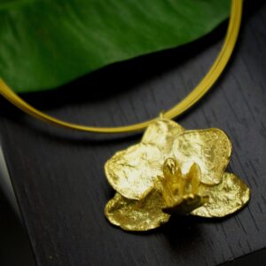 Orchid Necklace: Delicate Real Flower Jewelry (Gold Plated Silver)