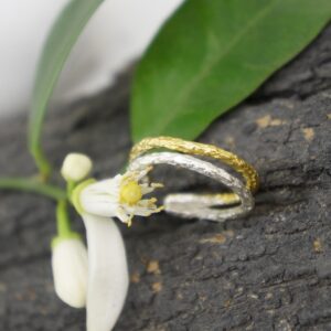 Nature Inspired Two Tone Branch Ring, Sterling Silver (Adjustable or Fixed)
