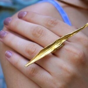 Botanical Olive Leaf Ring, Sterling Silver or Gold Plated (Adjustable Size)