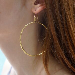 Large Hoop Earrings: Olive Branch Design - Silver or Gold Plated