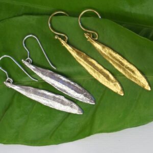 Olive Leaf Earrings: Minimalist Sterling Silver or Gold Plated