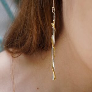 Dangle Earrings: Olive Tree Branch Design - Recycled Sterling Silver