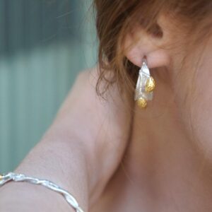 Olive Leaf Mini Hoop Earrings - Delicate Sterling Silver Hoops