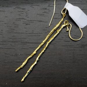 Long Dangle Earrings: Olive Branch Design - Gold Plated