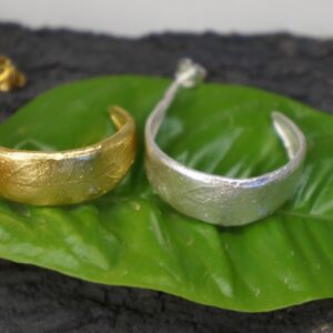 Olive Leaf Hoop Earrings: Sterling Silver with Gold Plating