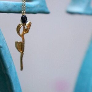 Olive Bloom Necklace, Real Flower Pendant (Gold Plated Sterling Silver)