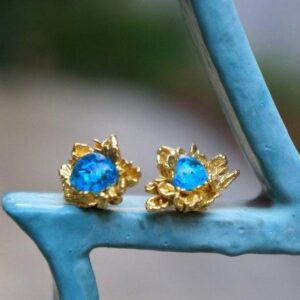Nature-Inspired Daisy Earrings, Murano Glass, Sterling Silver (14k Gold Plated)