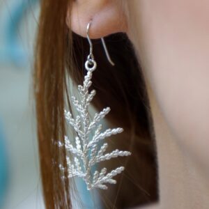 Cypress Leaf Earrings: Handmade Nature Jewelry (Sterling Silver)